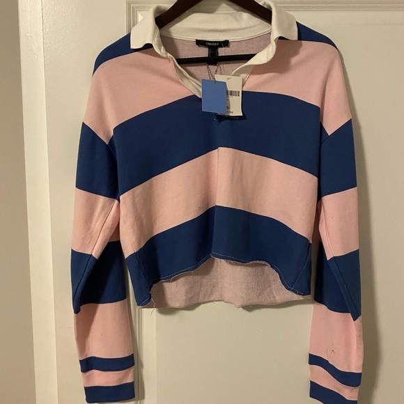 Forever 21 Tops - NEVER WORN! Striped Pink and Blue Long Sleeve Top